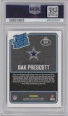 Dak Prescott from the 2016 Panini Donruss Optic set featuring a Pink parallel graded by PSA and given an overall grade of 10.