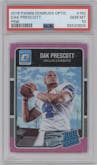Dak Prescott from the 2016 Panini Donruss Optic set featuring a Pink parallel graded by PSA and given an overall grade of 10.