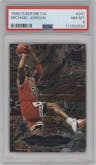 Michael Jordan from the 1996-97 Fleer Metal  set graded by PSA and given an overall grade of 8.