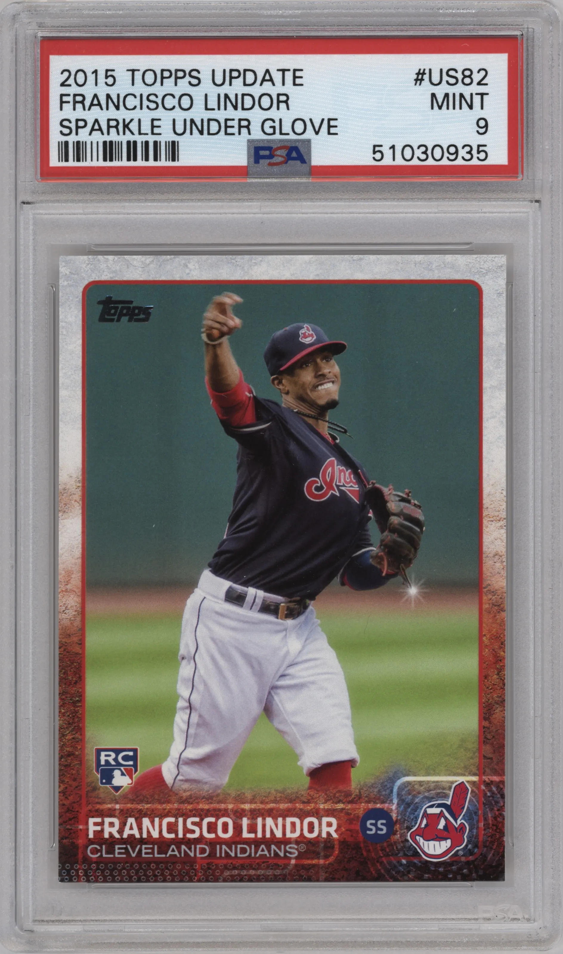 2015 Topps Update Series Sparkle Var. Francisco Lindor #US82 PSA 9