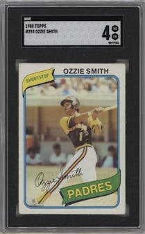 Ozzie Smith from the 1980 Topps set graded by SGC and given an overall grade of 4.