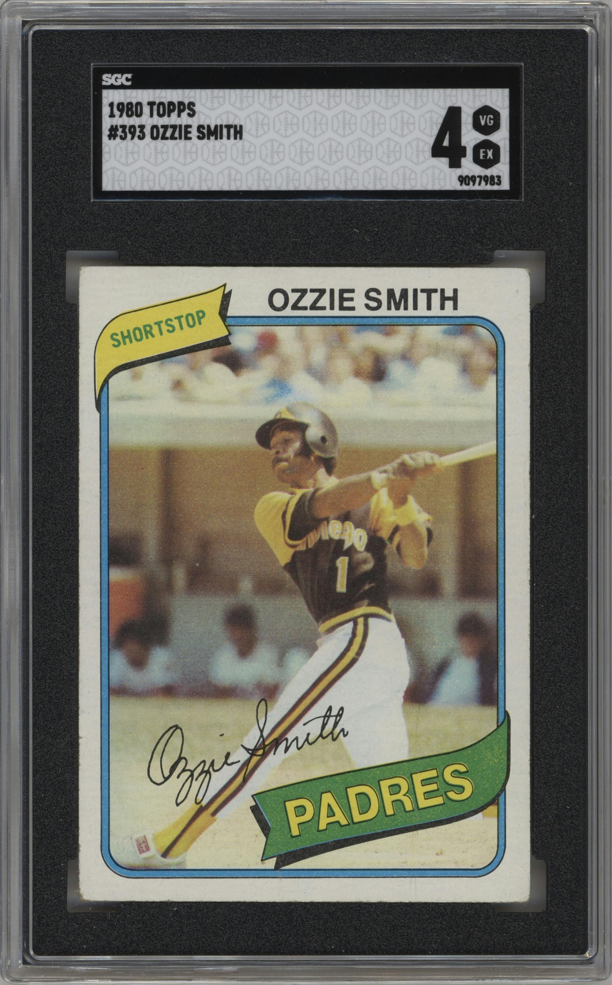 Ozzie Smith from the 1980 Topps set graded by SGC and given an overall grade of 4.