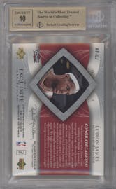 LeBron James from the 2006-07 Upper Deck Exquisite Collection set graded by Beckett and given an overall grade of 9.5.