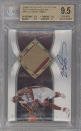 LeBron James from the 2006-07 Upper Deck Exquisite Collection set graded by Beckett and given an overall grade of 9.5.