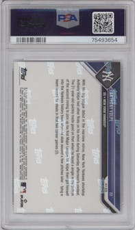 Anthony Volpe from the 2023 Topps Now set graded by PSA and given an overall grade of 10.