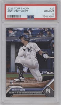 Anthony Volpe from the 2023 Topps Now set graded by PSA and given an overall grade of 10.