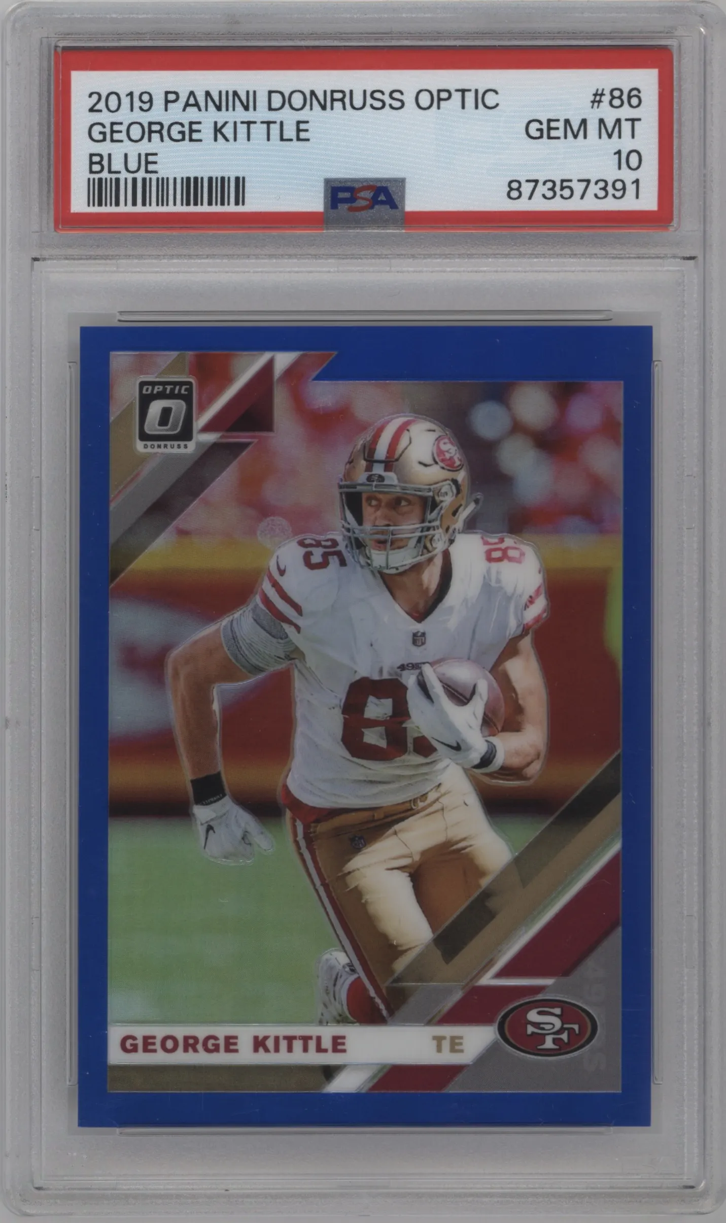 2019 Panini Donruss Optic George Kittle Blue #86 PSA 10