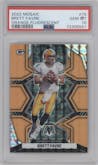 Brett Favre from the 2022 Panini Mosaic set featuring a Orange Fluorescent parallel graded by PSA and given an overall grade of 10.