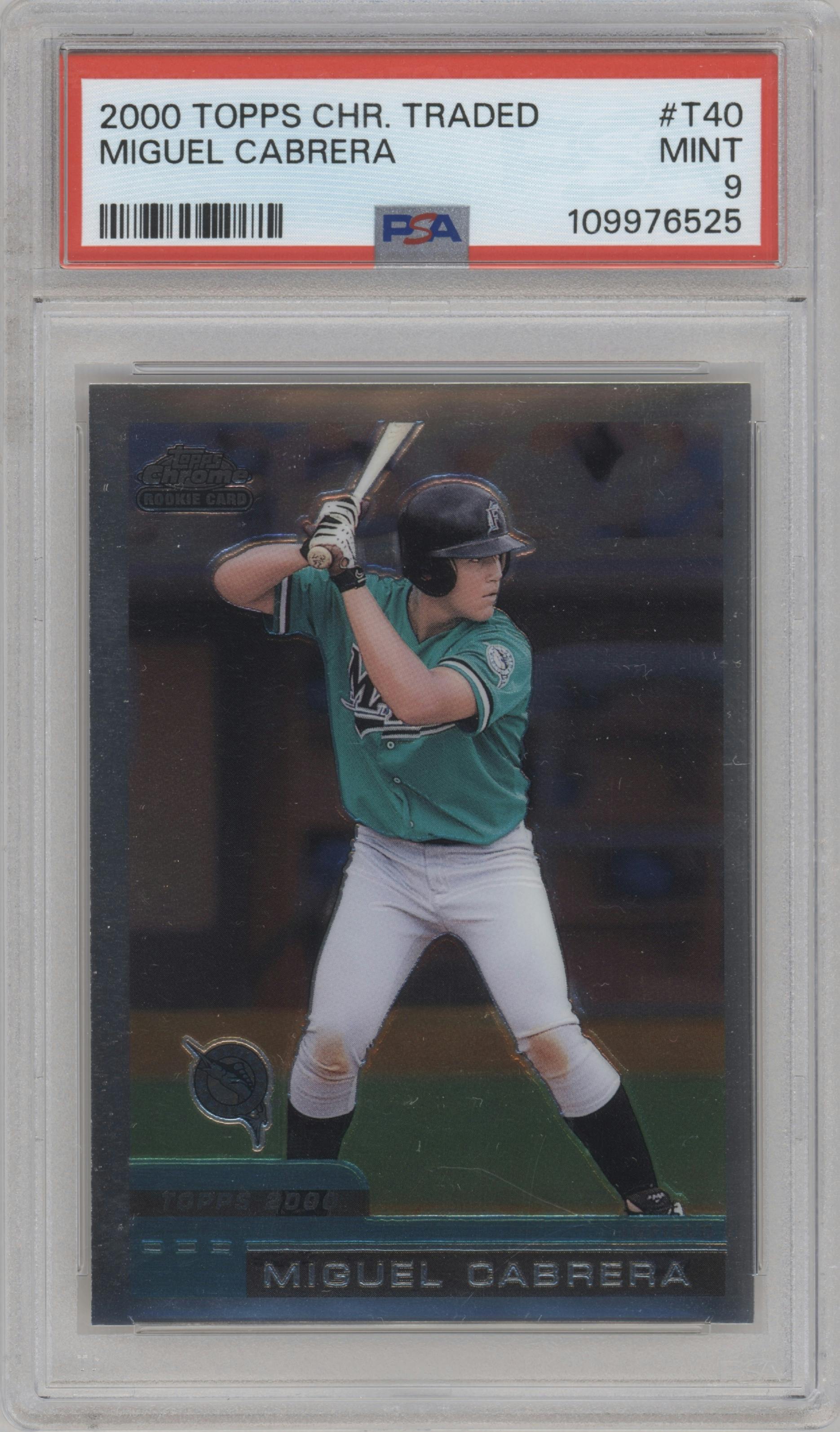Miguel Cabrera from the 2000 Topps Chrome Traded set graded by PSA and given an overall grade of 9.