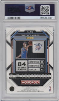 Chet Holmgren from the 2022-23 Panini Prizm Monopoly set graded by PSA and given an overall grade of 8.