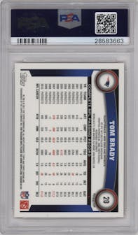  Tom Brady  from the 2011 Topps Chrome set featuring a Orange Refractor parallel graded by PSA and given an overall grade of 10.