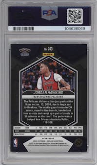 Jordan Hawkins from the 2023-24 Panini Mosaic set featuring a Genesis parallel graded by PSA and given an overall grade of 9.
