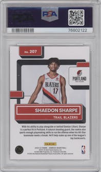 Shaedon Sharpe from the 2022-23 Panini Donruss set graded by PSA and given an overall grade of 10.