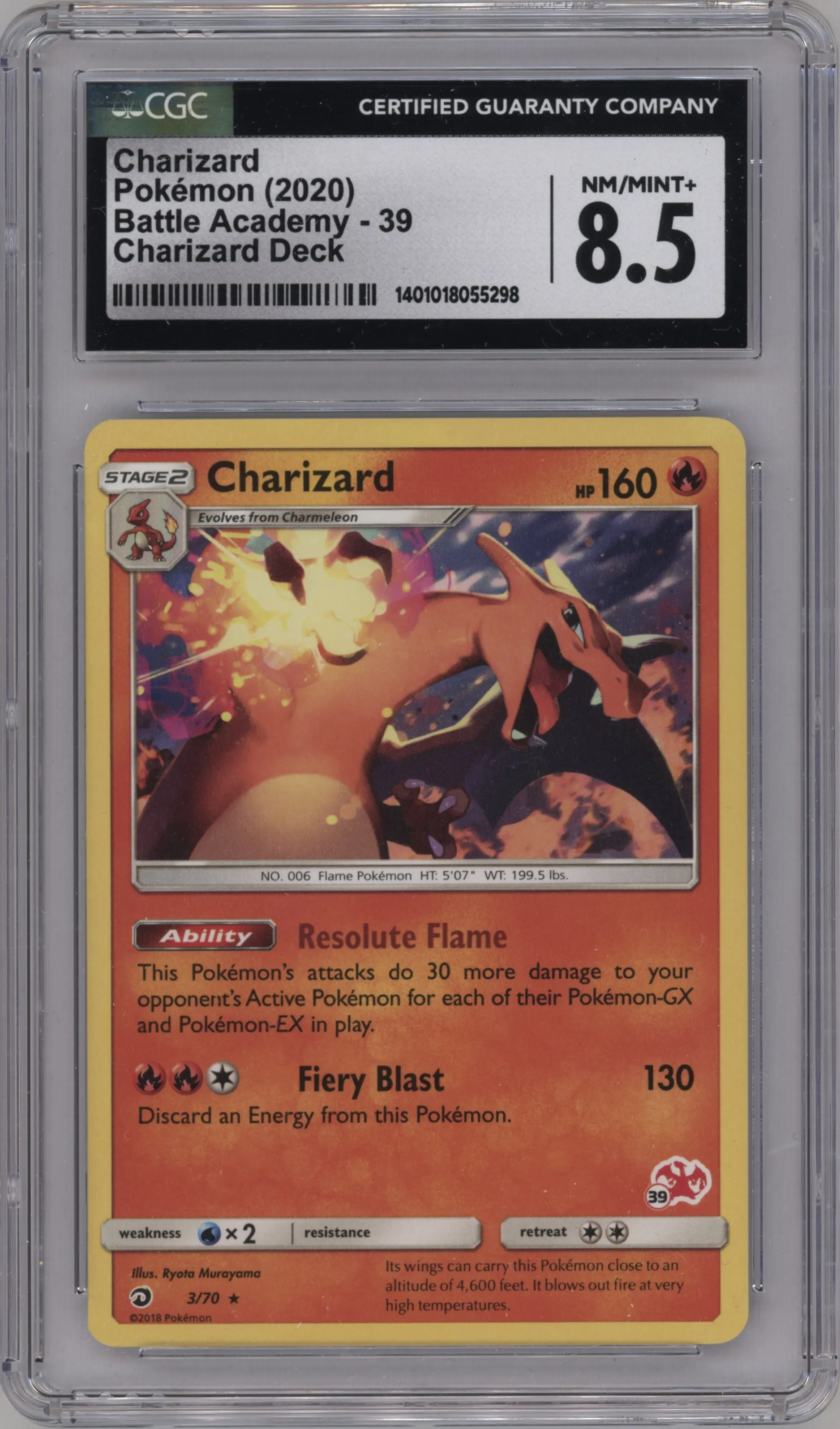 2020 Pokemon Battle Academy Charizard Deck Charizard CGC 8.5