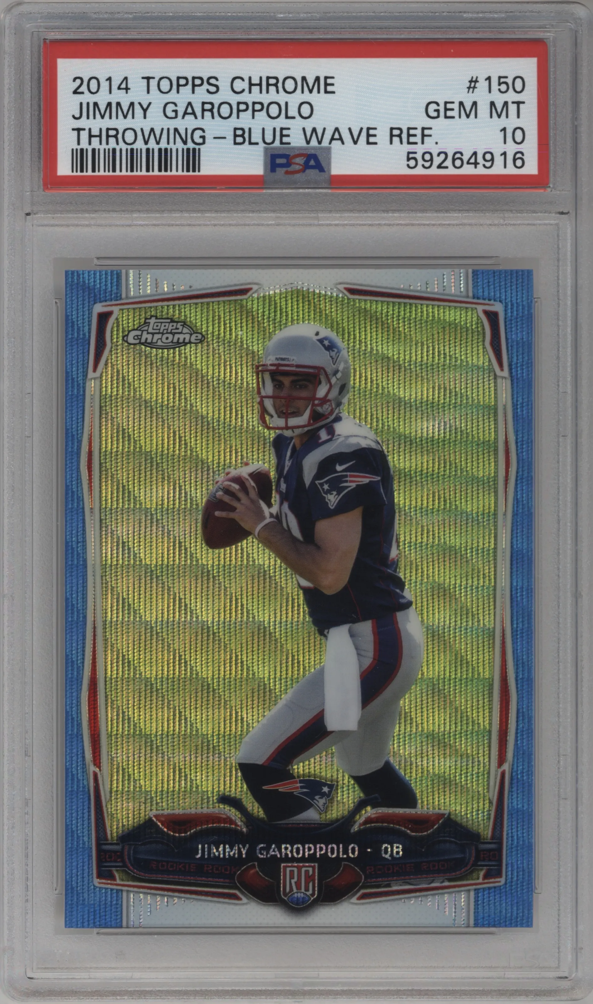 2014 Topps Chrome Jimmy Garoppolo Blue Wave Refractor PSA 10