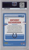 Anthony Richardson from the 2023 Donruss Optic set featuring a Shield parallel graded by PSA and given an overall grade of 10.