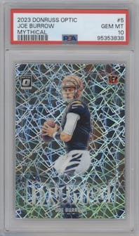 Joe Burrow from the 2023 Donruss Optic set graded by PSA and given an overall grade of 10.