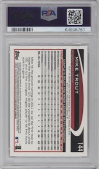 Mike Trout from the 2012 Topps Chrome set graded by PSA and given an overall grade of 10.
