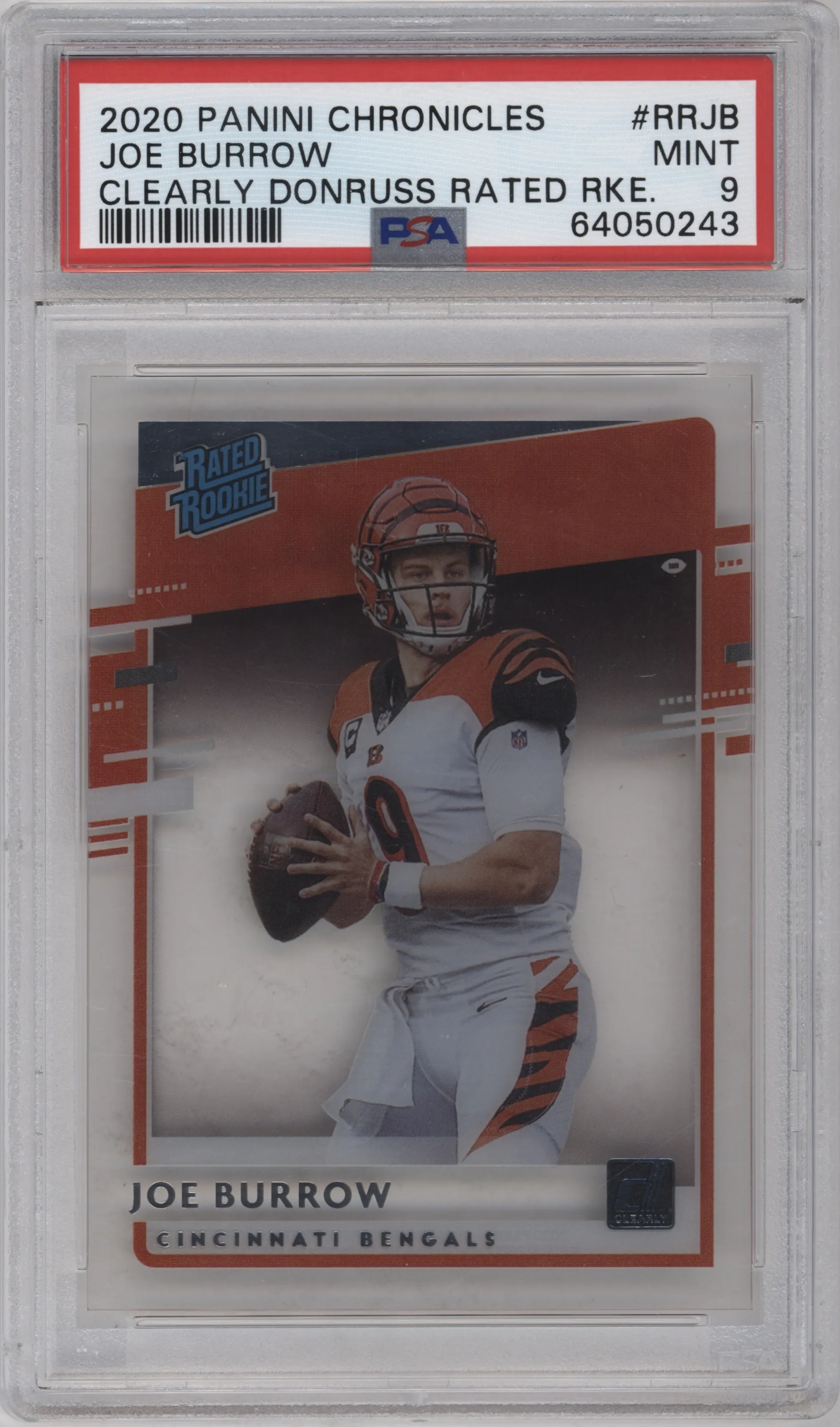 2020 Panini Chronicles Clearly Donruss Rtd.Rke. Joe Burrow PSA 9