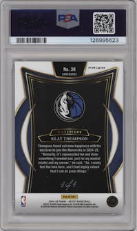 Klay Thompson from the 2024-25 Panini Select set featuring a Black Finite  parallel graded by PSA and given an overall grade of 9.