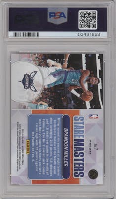 Brandon Miller from the 2023-24 Panini Mosaic set featuring a White Mosaic parallel graded by PSA and given an overall grade of 10.