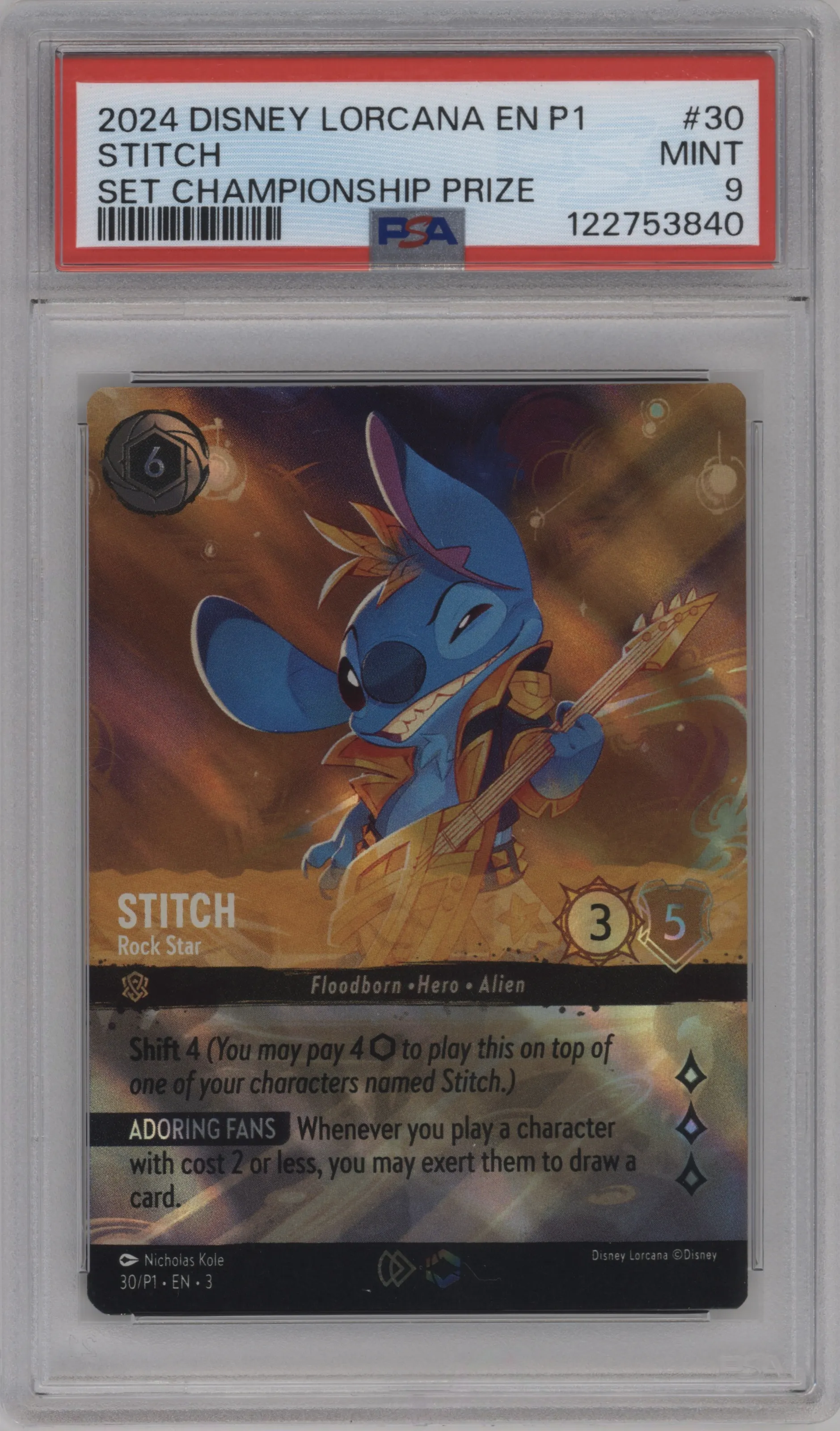 2024 Disney Lorcana Set 3 Prize Card Stitch Enchanted #30 PSA 9