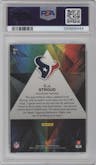 C.J. Stroud from the 2023 Panini Prizm set featuring a Green Prizm parallel graded by PSA and given an overall grade of 9.