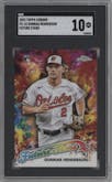 Gunnar Henderson from the 2023 Topps Chrome set graded by SGC and given an overall grade of 10.