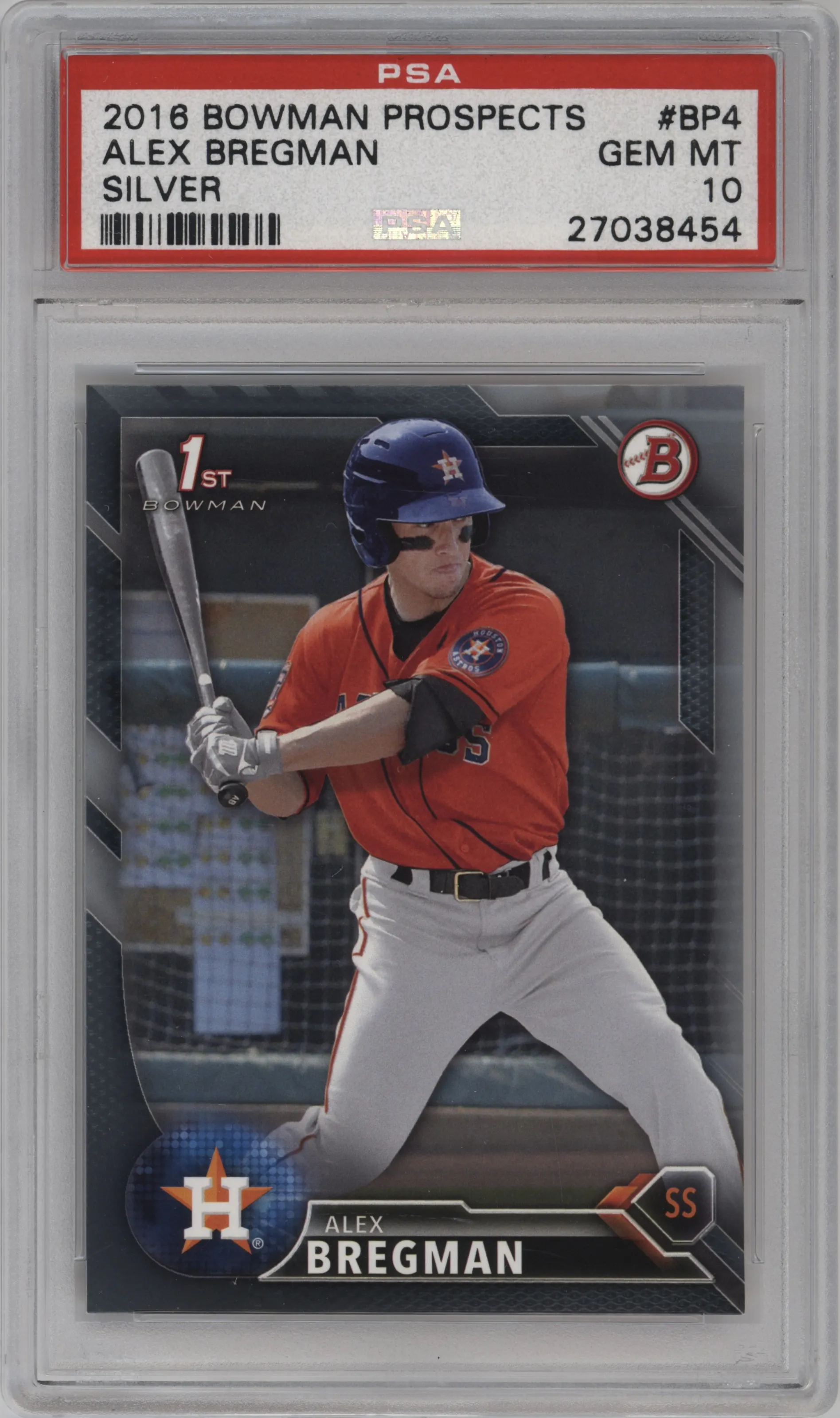 2016 Bowman Prospect Alex Bregman Paper Silver #BP4 PSA 10