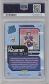 J.J. McCarthy from the 2024 Donruss set graded by PSA and given an overall grade of 10.