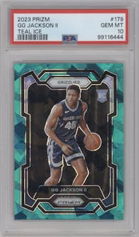 GG Jackson II from the 2023-24 Panini Prizm set featuring a Teal Ice parallel graded by PSA and given an overall grade of 10.
