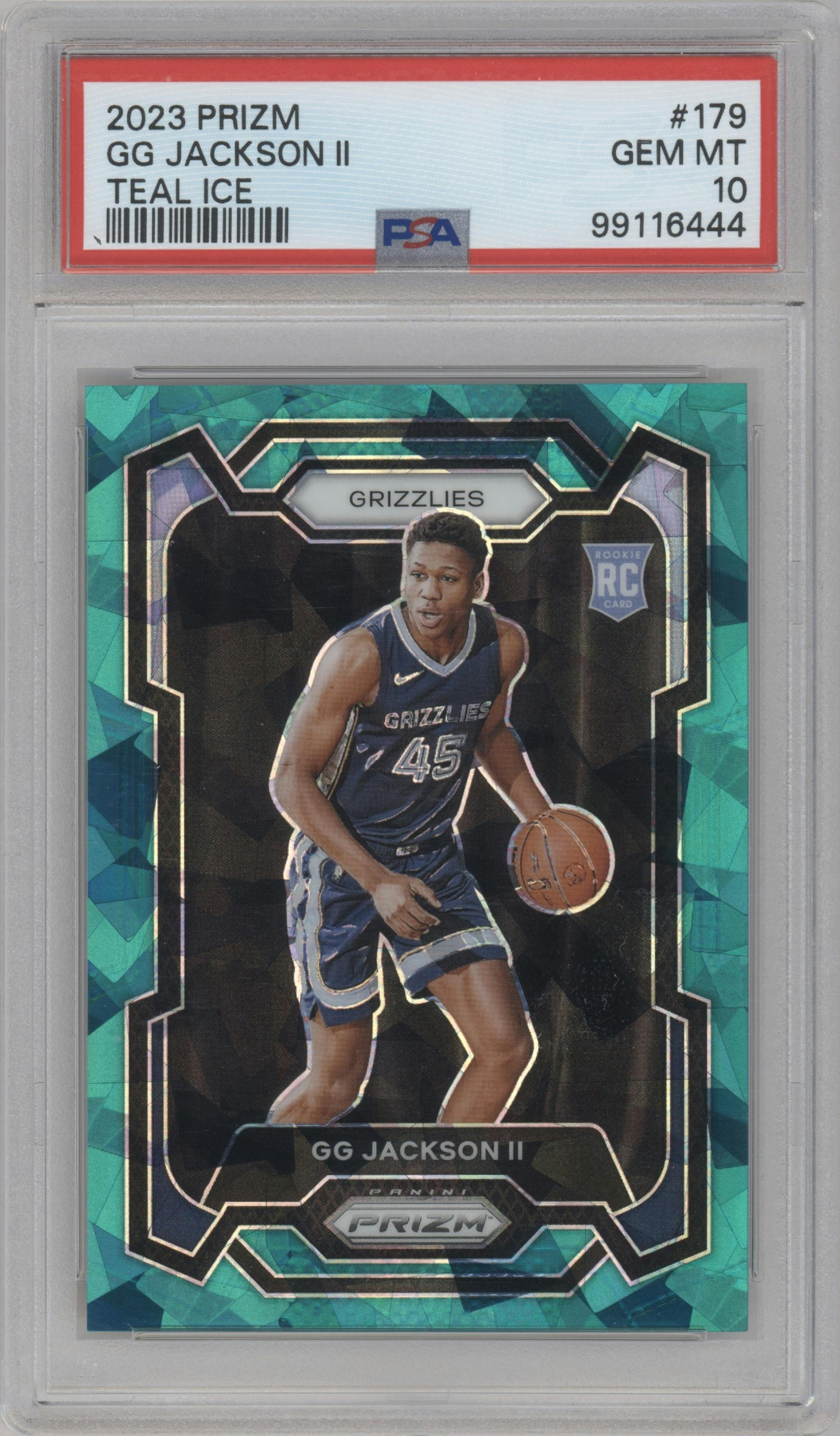 GG Jackson II from the 2023-24 Panini Prizm set featuring a Teal Ice parallel graded by PSA and given an overall grade of 10.