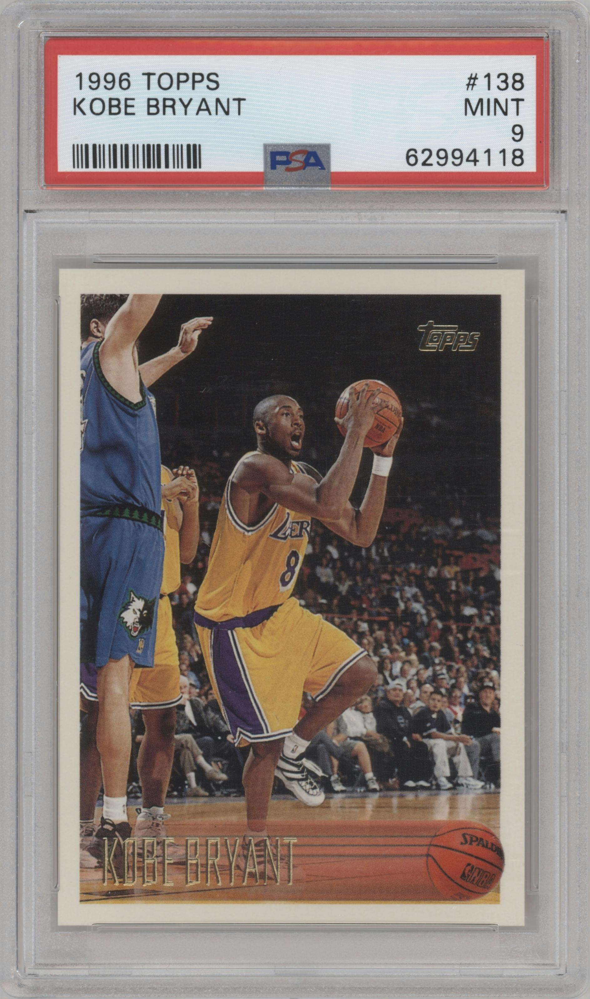 Kobe Bryant  from the 1996-97 Topps set graded by PSA and given an overall grade of 9.