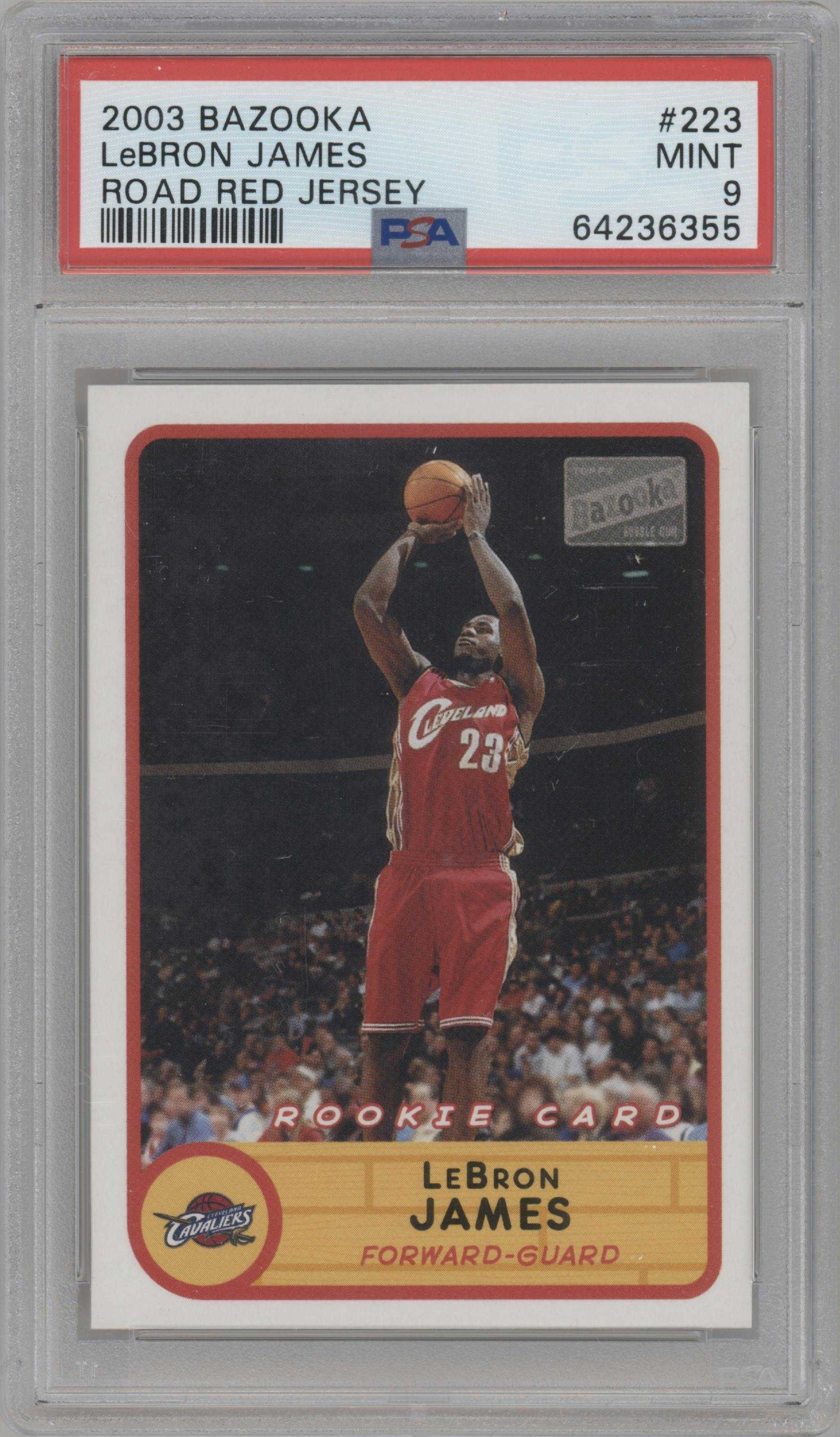 LeBron James from the 2003-04 Topps Bazooka set graded by PSA and given an overall grade of 9.