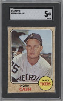 Norm Cash from the 1968 Topps set graded by SGC and given an overall grade of 5.