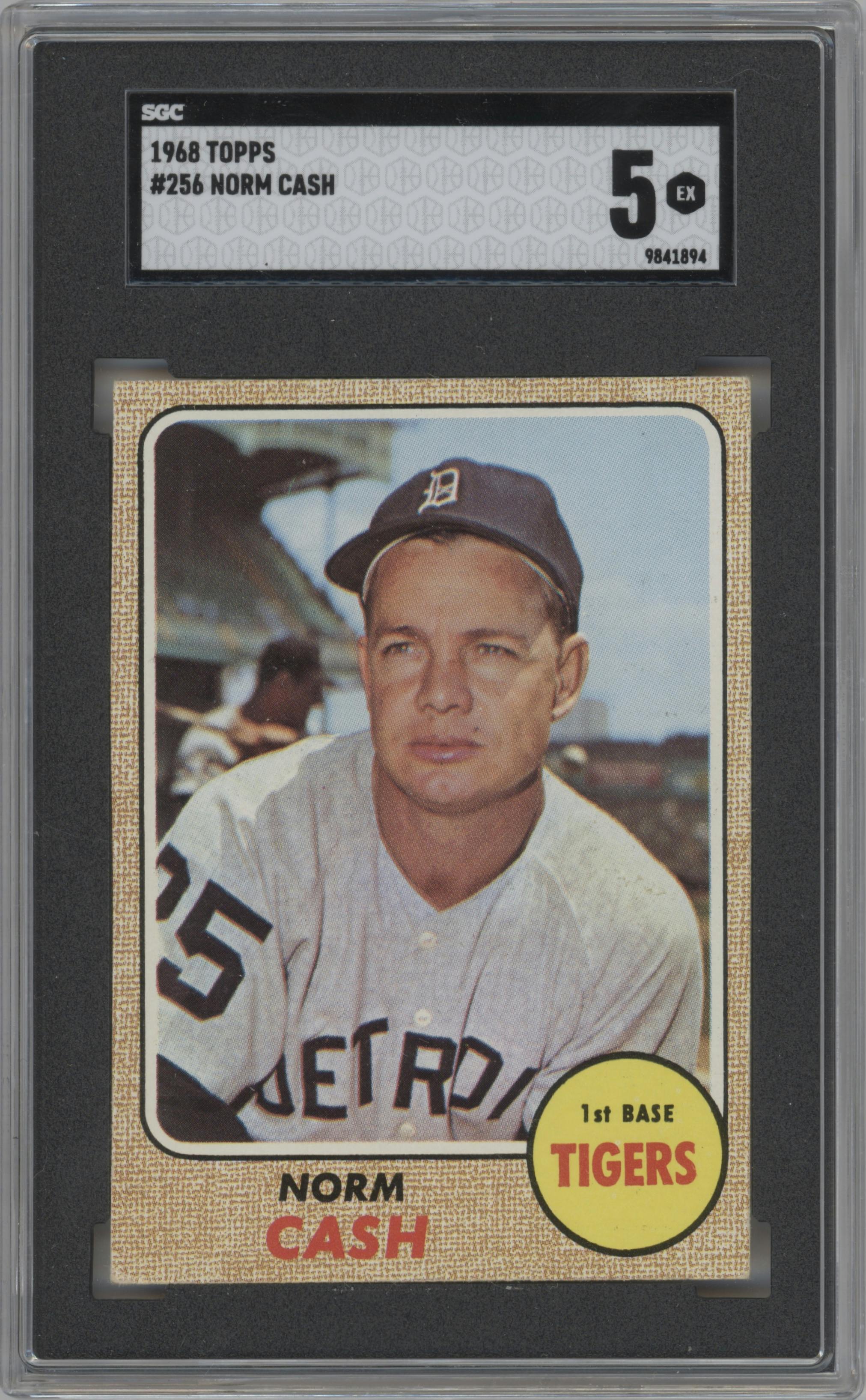 Norm Cash from the 1968 Topps set graded by SGC and given an overall grade of 5.