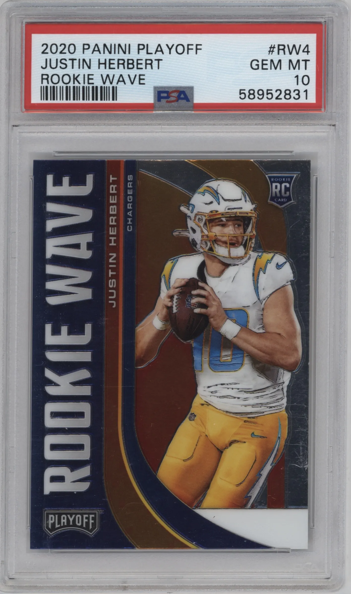 2020 Panini Playoff Rke.Wave Justin Herbert PSA 10