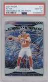 Bo Nix from the 2024 Panini Prizm set featuring a Silver Prizm parallel graded by PSA and given an overall grade of 10.