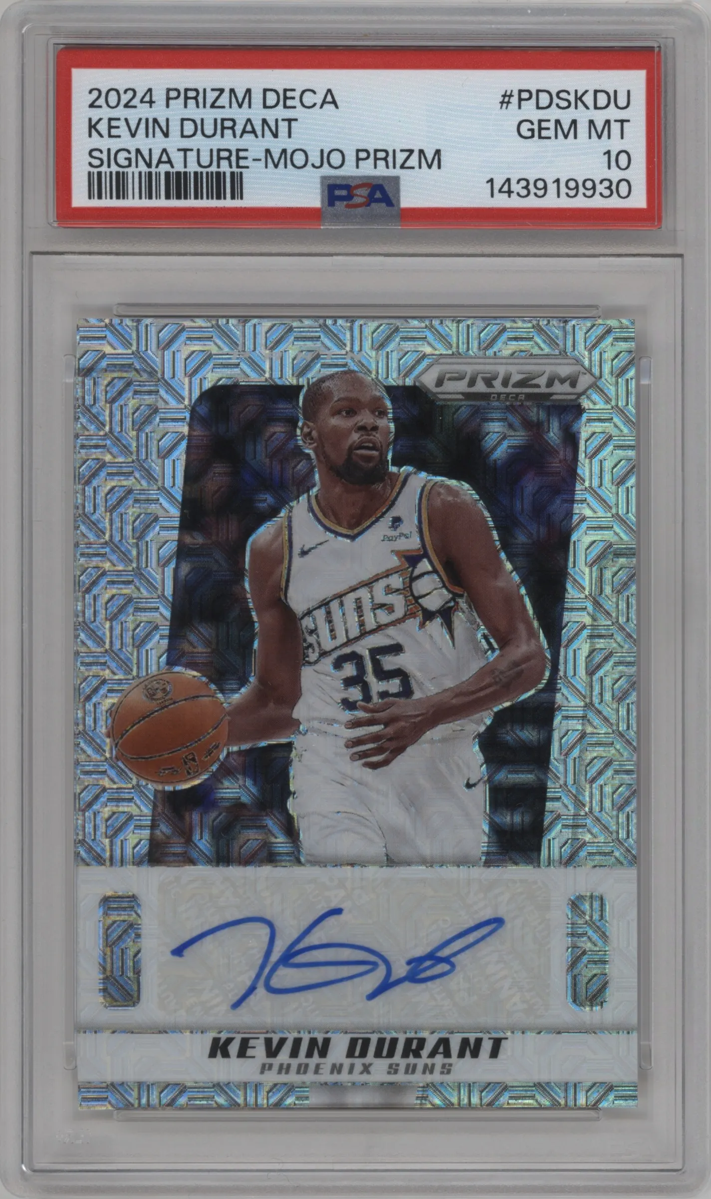 2024 Panini Prizm Deca Sig. Kevin Durant Mojo #PDS-KDU PSA 10