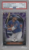 Pete Alonso from the 2019 Topps Tribute set featuring a Purple parallel graded by PSA and given an overall grade of 9.