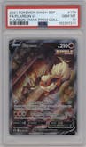 Flareon V from the 2021 Pokemon SWSH set featuring a Flareon VMAX Premium Collection parallel graded by PSA and given an overall grade of 10.