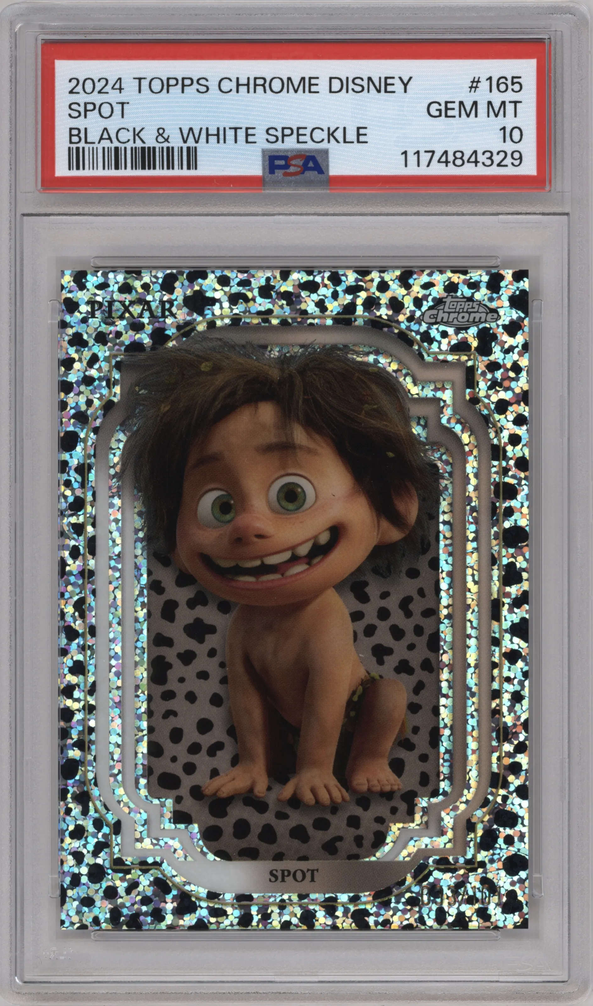 2024 Topps Chrome Disney Spot Black and White Speckle Refractor PSA 10