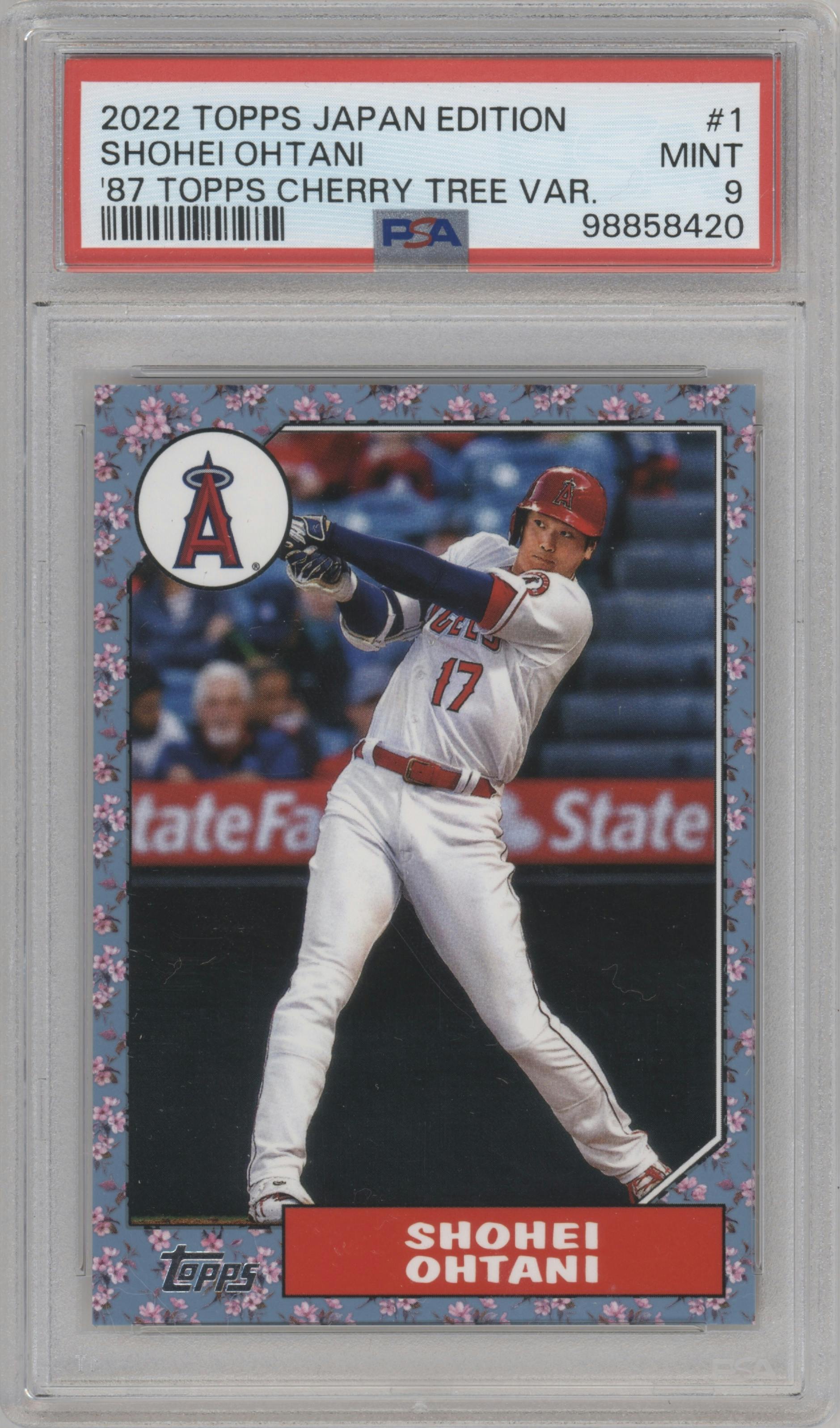 Shohei Ohtani from the 2022 Topps Baseball Japan Edition set graded by PSA and given an overall grade of 9.