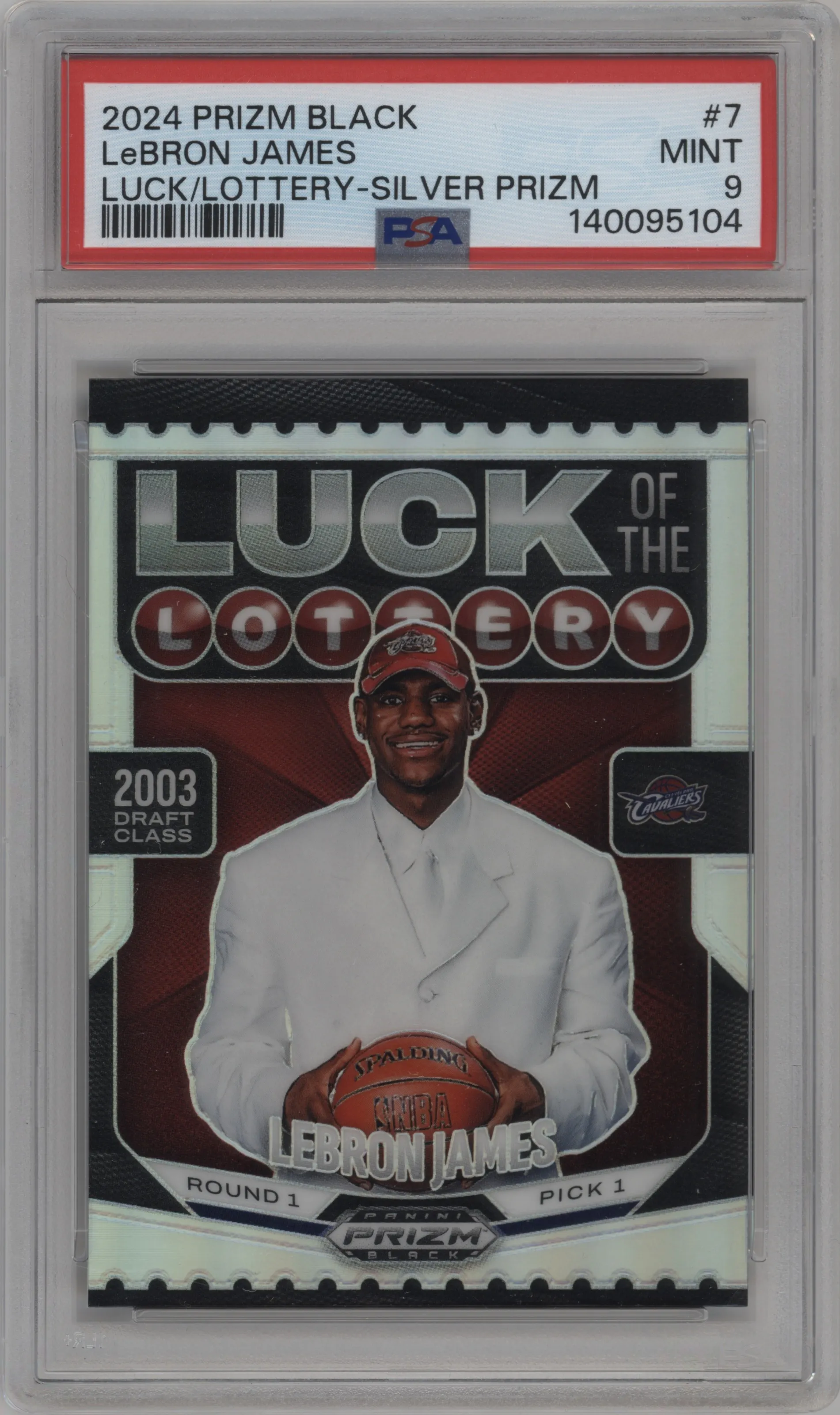 2024 Panini Prizm Black LOTL LeBron James Silver Prizm #7 PSA 9