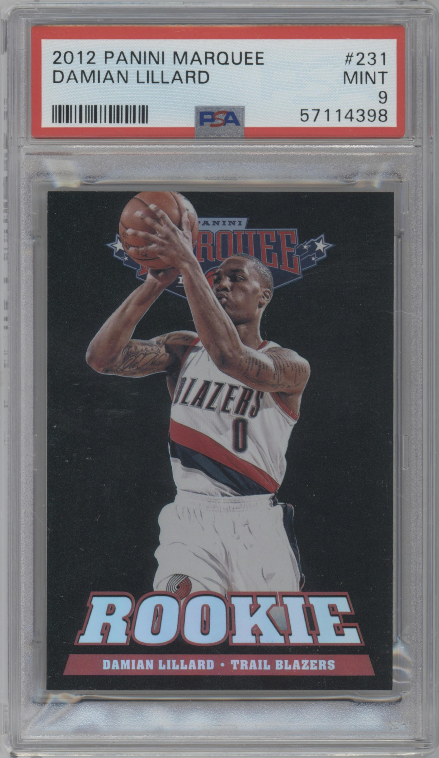 Damian Lillard from the 2012-13 Panini Marquee  set graded by PSA and given an overall grade of 9.
