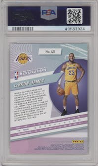 LeBron James from the 2018-19 Panini Revolution  set graded by PSA and given an overall grade of 10.