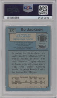 Bo Jackson from the 1988 Topps set graded by PSA and given an overall grade of 9.