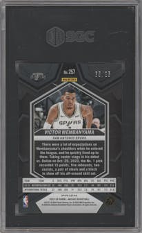 Victor Wembanyama from the 2023-24 Panini Mosaic set featuring a Fast Break Blue parallel graded by SGC and given an overall grade of 10.