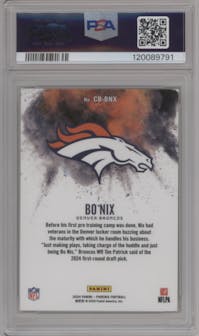 Bo Nix from the 2024 Panini Phoenix set graded by PSA and given an overall grade of 10.
