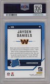 Jayden Daniels from the 2024 Donruss set graded by PSA and given an overall grade of 10.
